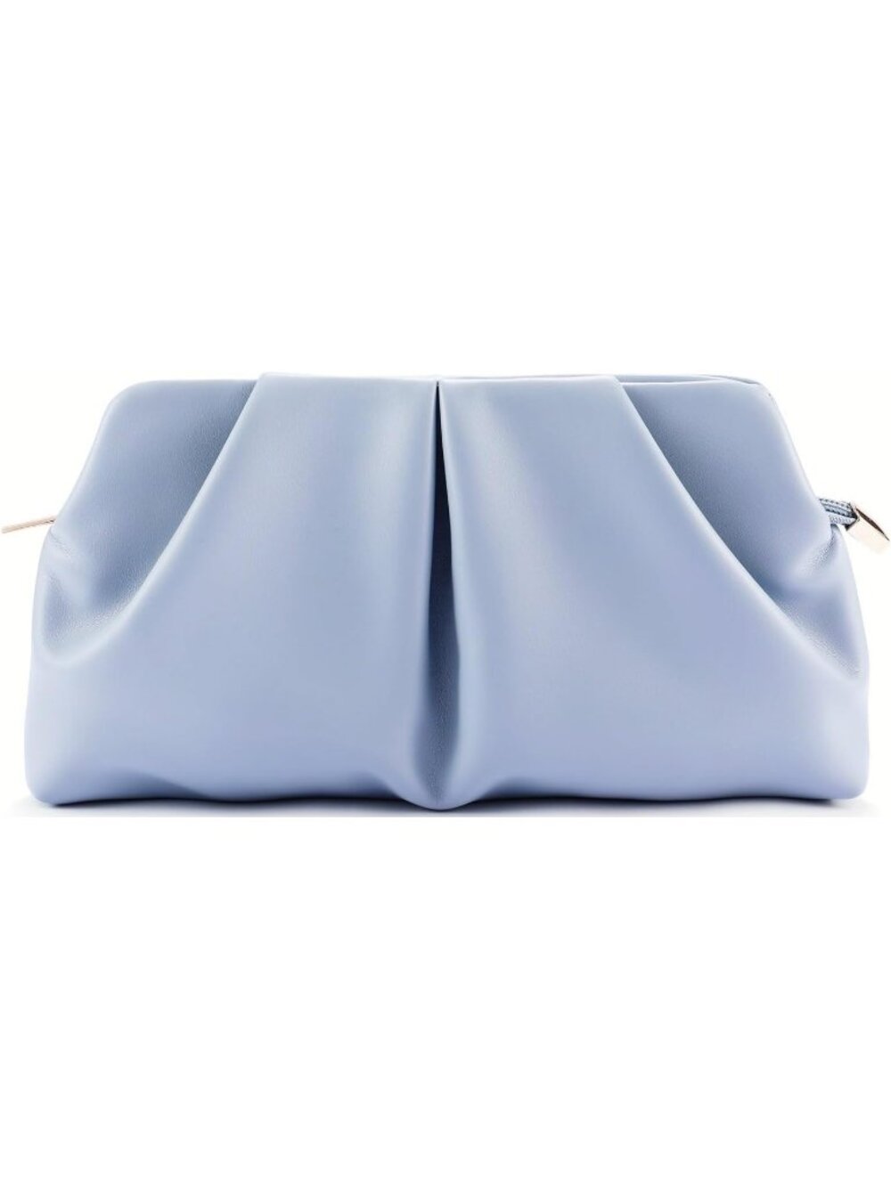 Women's Powder Blue Pleated Pu Clutch Purse For Dressy With Chain Formal Handbag
